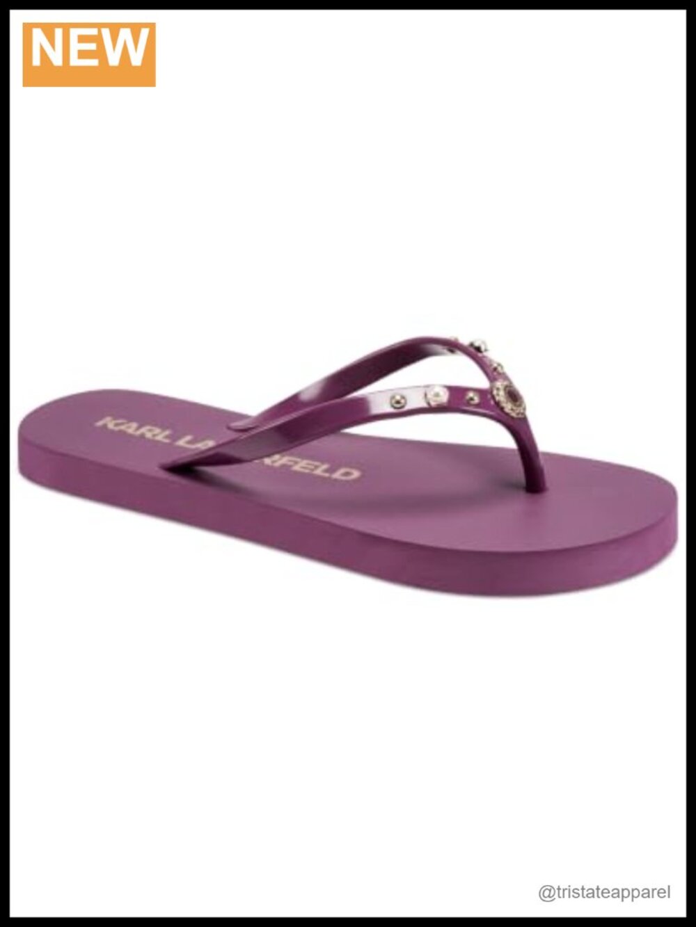 KARL LAGERFELD Womens Zimia Button Flip-Flop Rubber Slip On Sandal